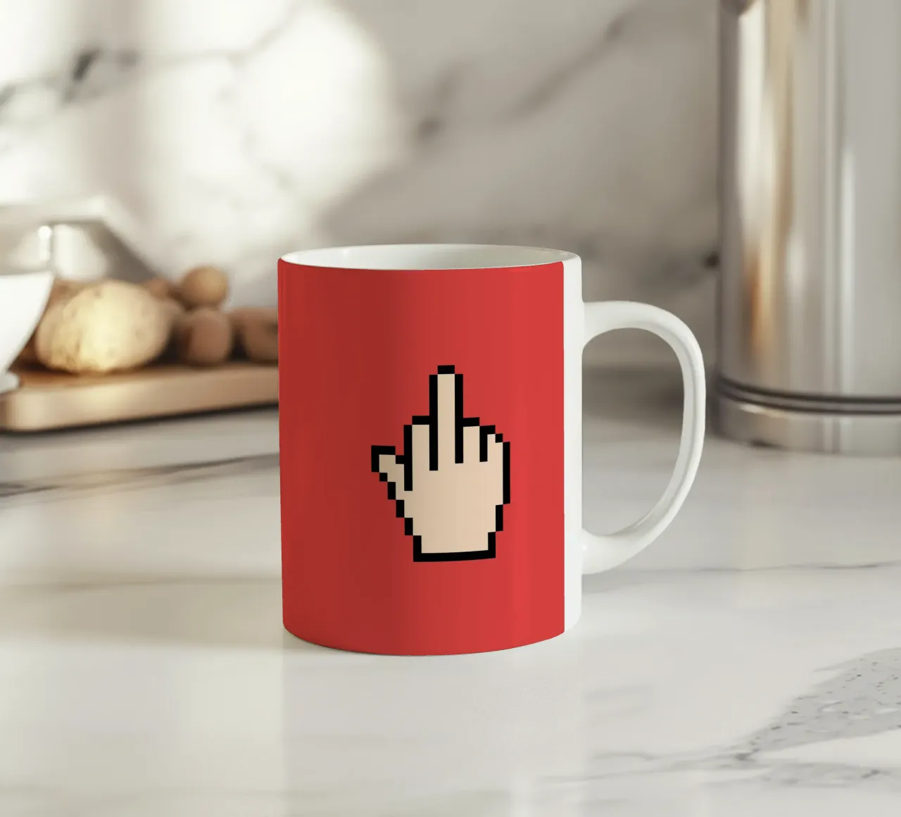 Poster Pixel Hand - Pop Art sfacciata e retrò tazza in ceramica da SMPLE