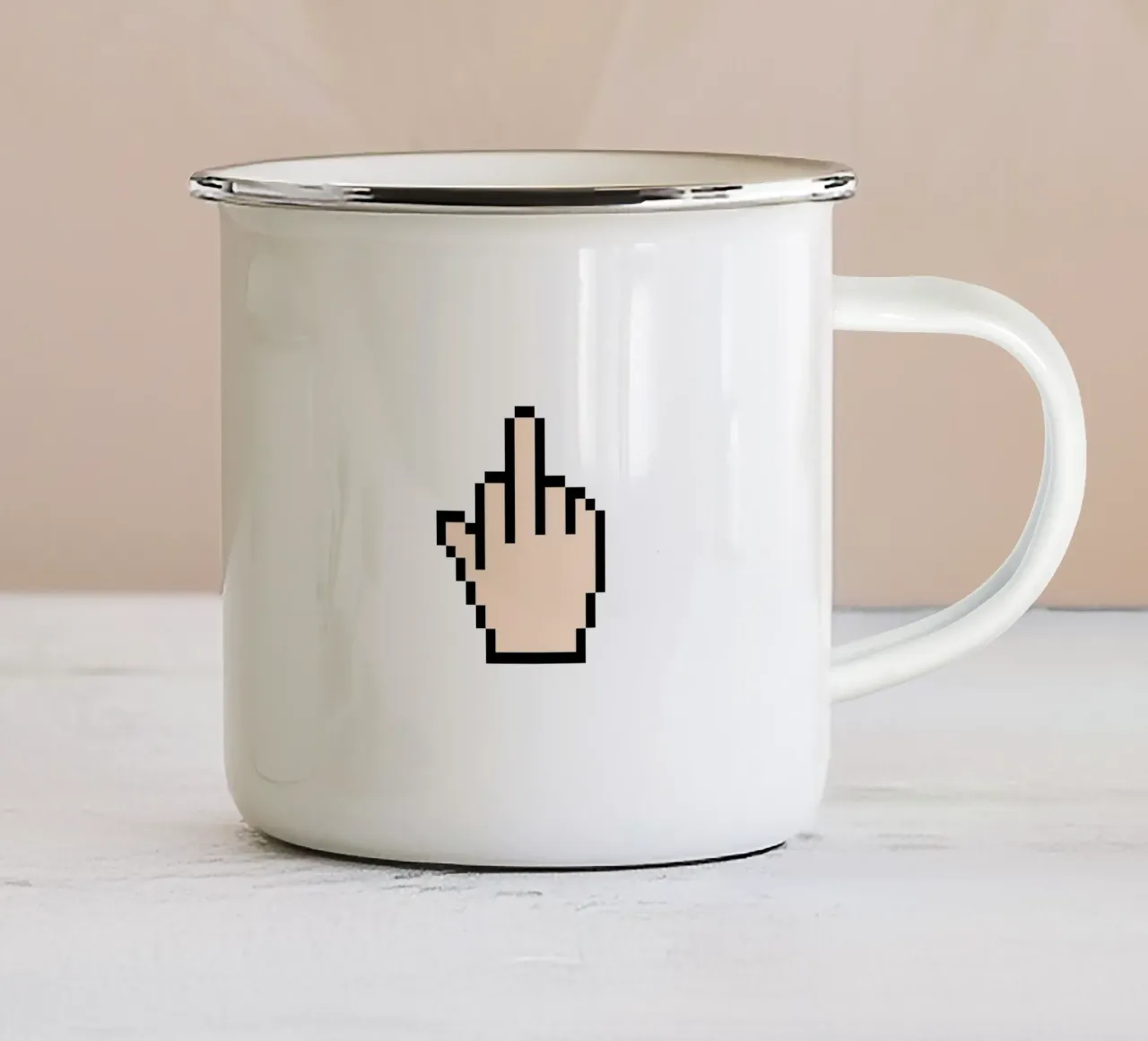 Poster Pixel Hand - Pop Art sfacciata e retrò tazza in smalto da SMPLE