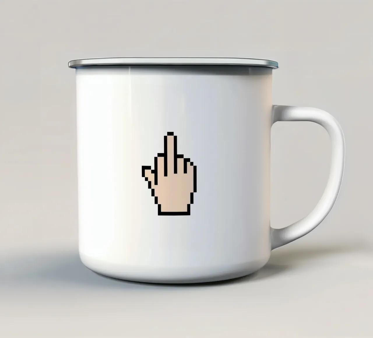 Poster Pixel Hand - Pop Art sfacciata e retrò tazza in smalto da SMPLE