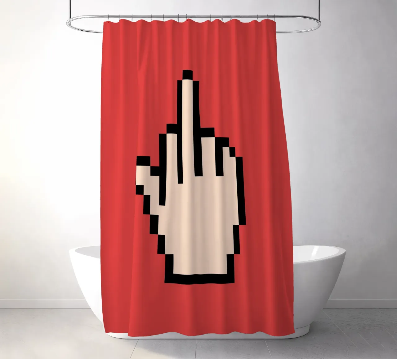 Poster Pixel Hand - Pop Art sfacciata e retrò tenda da doccia da SMPLE