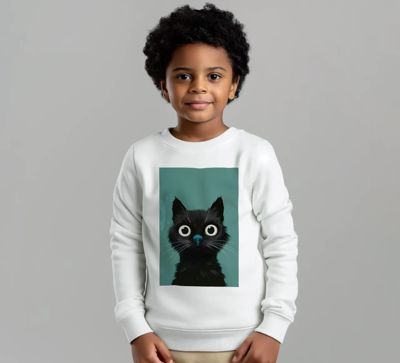Sguardo felino pieno d'anima felpa bambino da Solace Light