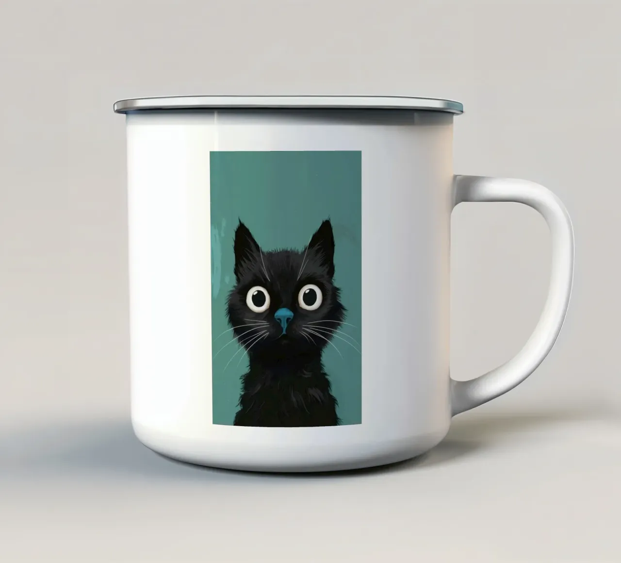 Sguardo felino pieno d'anima tazza in smalto da Solace Light