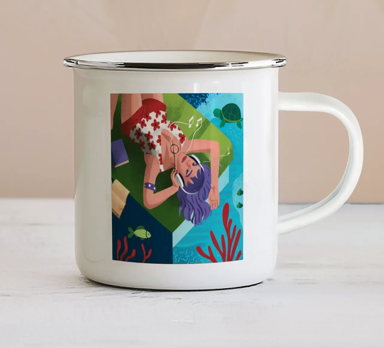 Sogni di sirena subacquea tazza in smalto da Solace Light