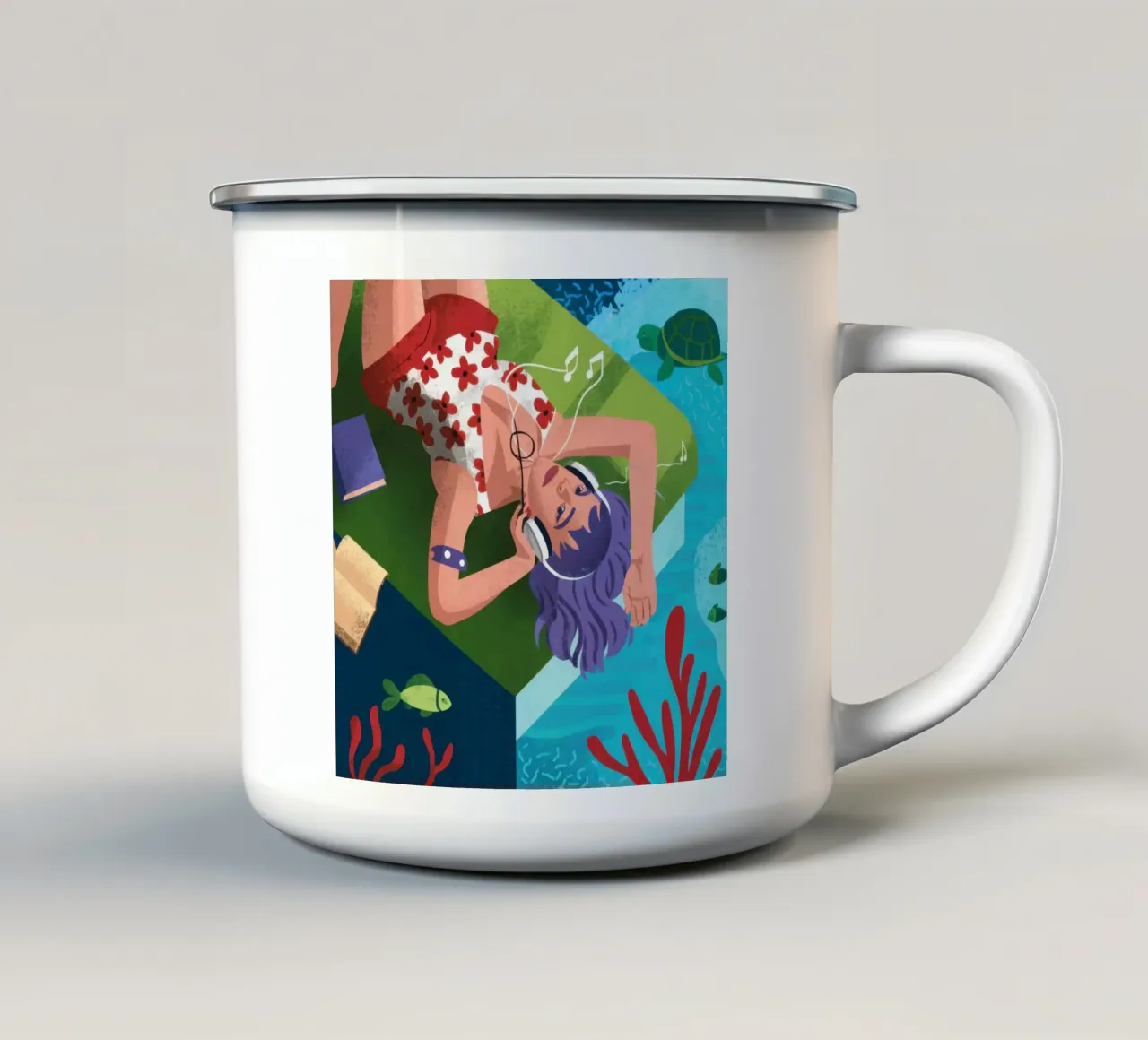 Sogni di sirena subacquea tazza in smalto da Solace Light