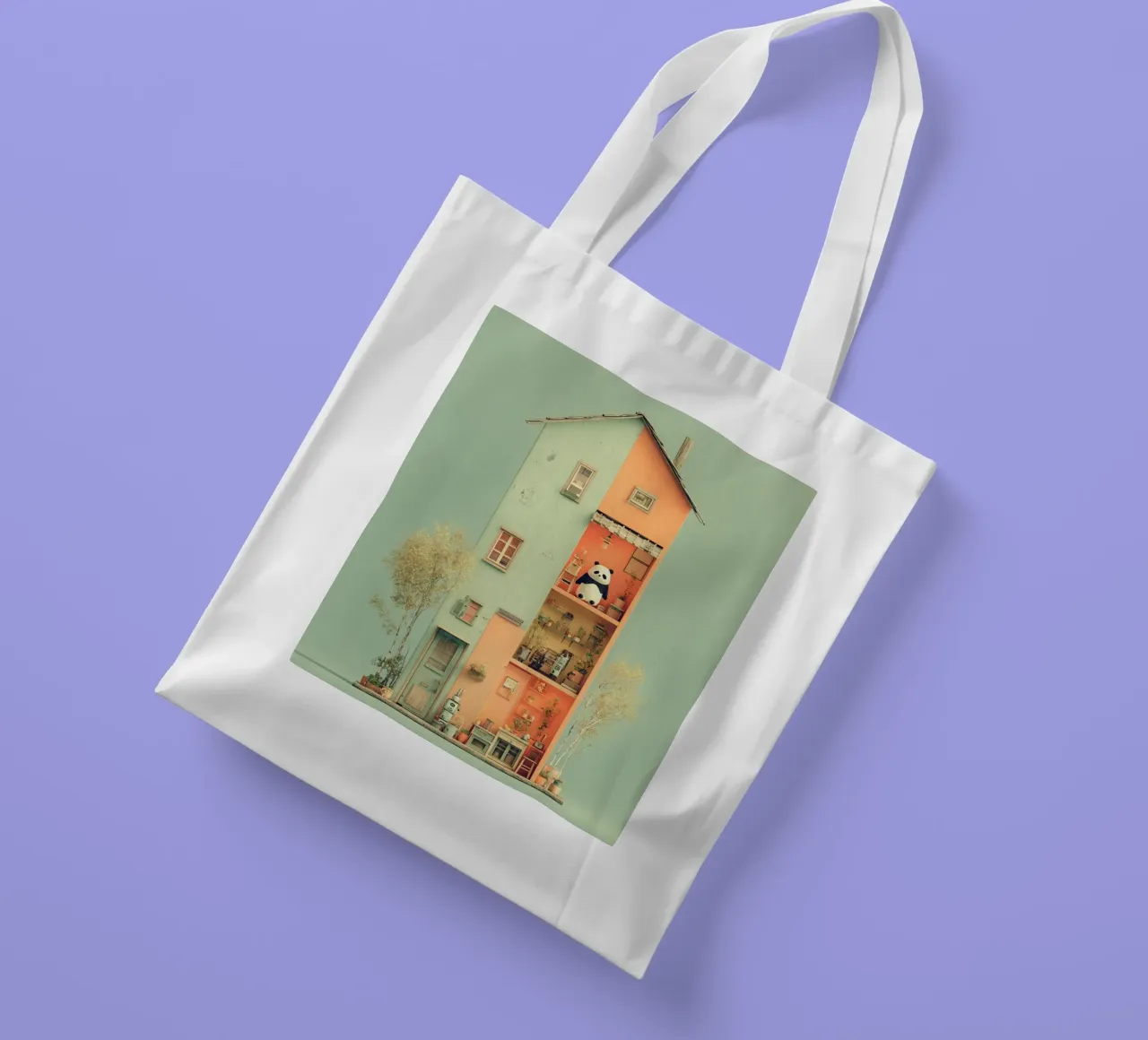 Panda's Tiny Home borsa in juta da wonderfolk