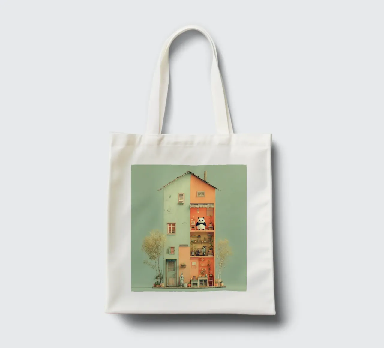 Panda's Tiny Home borsa in juta da wonderfolk