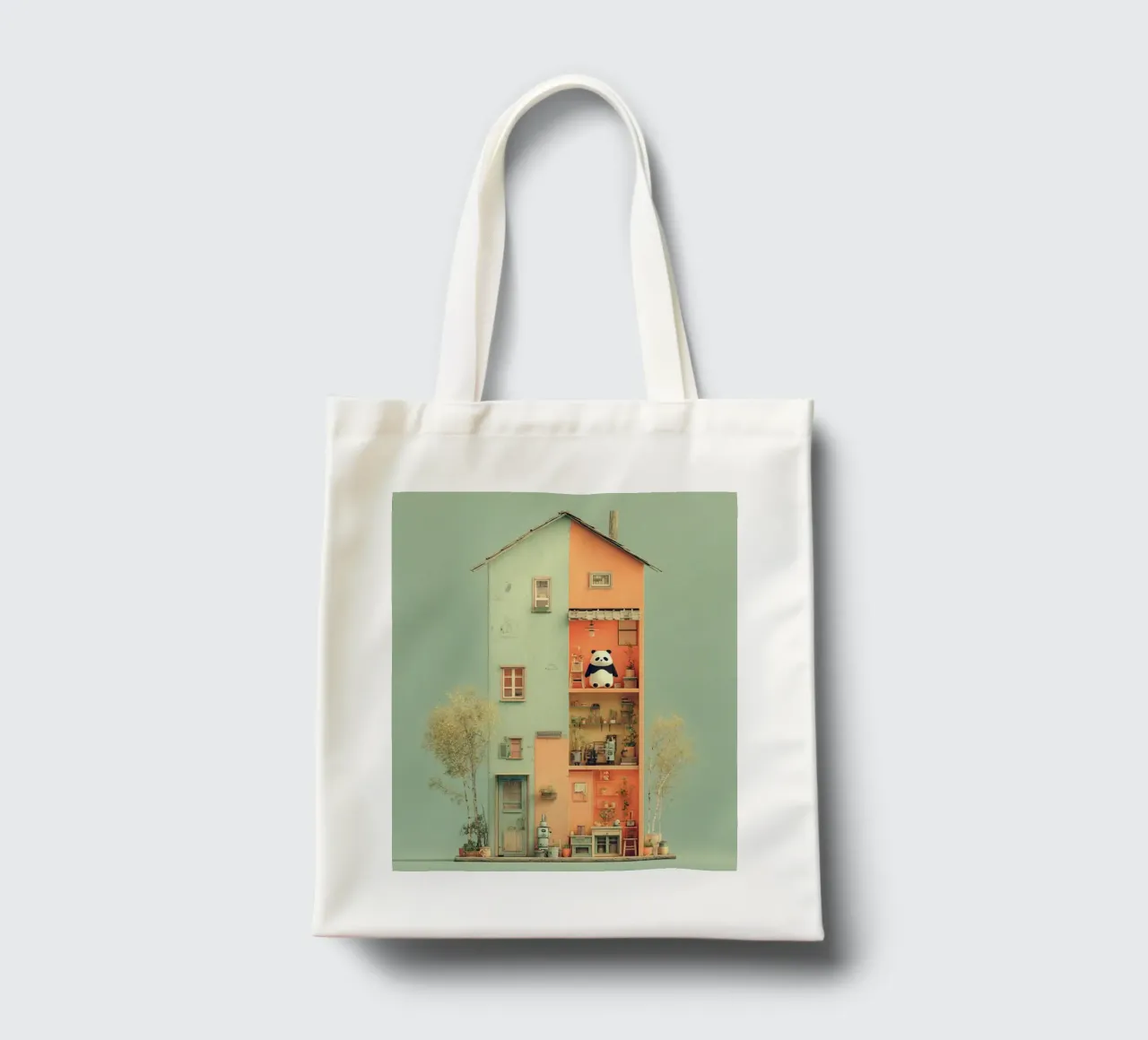 Panda's Tiny Home Jutebeutel von wonderfolk