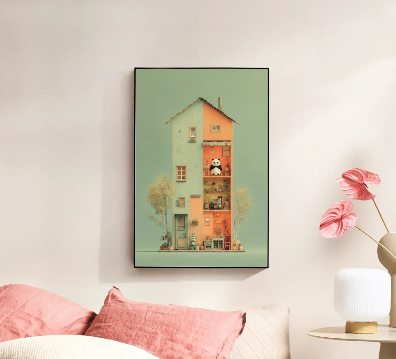 Panda's Tiny Home Acryl-Glas von wonderfolk