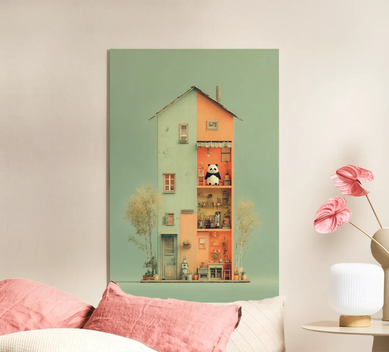 Panda's Tiny Home Acryl-Glas von wonderfolk
