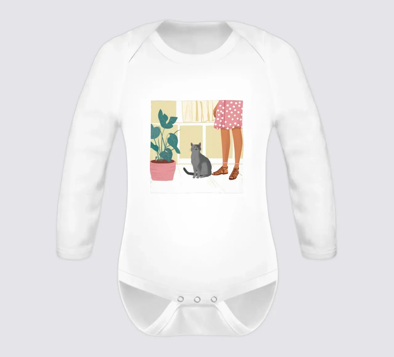 Compagno felino tranquillo body neonato maniche lunghe da Solace Light