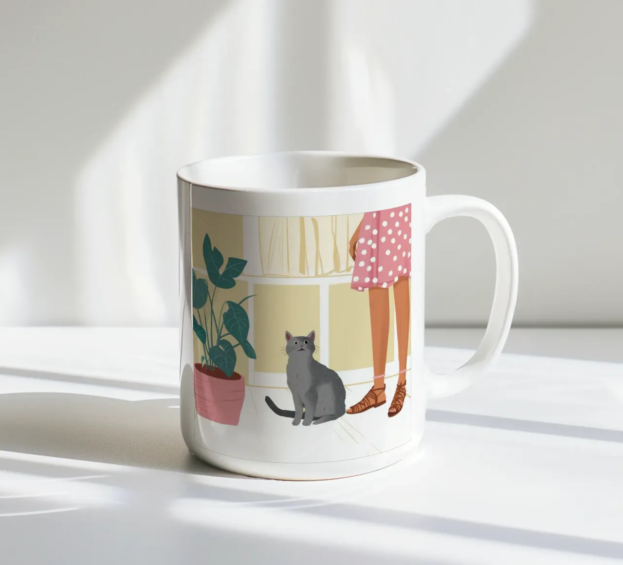 Compagno felino tranquillo tazza in ceramica da Solace Light