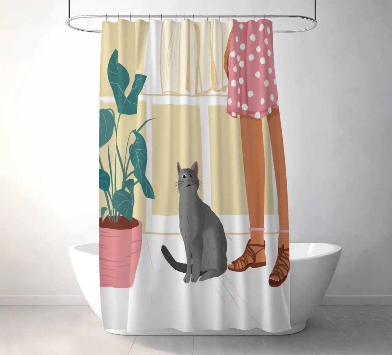 Compagno felino tranquillo tenda da doccia da Solace Light