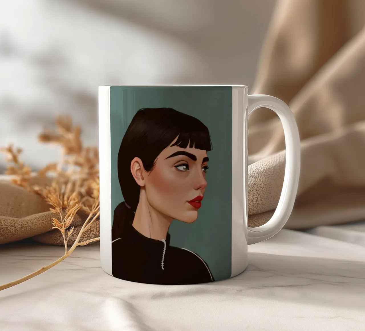 Ritratto moderno e intenso tazza in ceramica da Solace Light