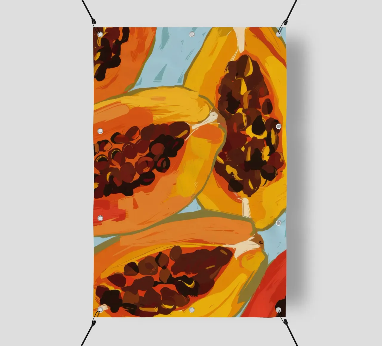 Papaya lussureggiante in primo piano telo in pvc da Sun Riser