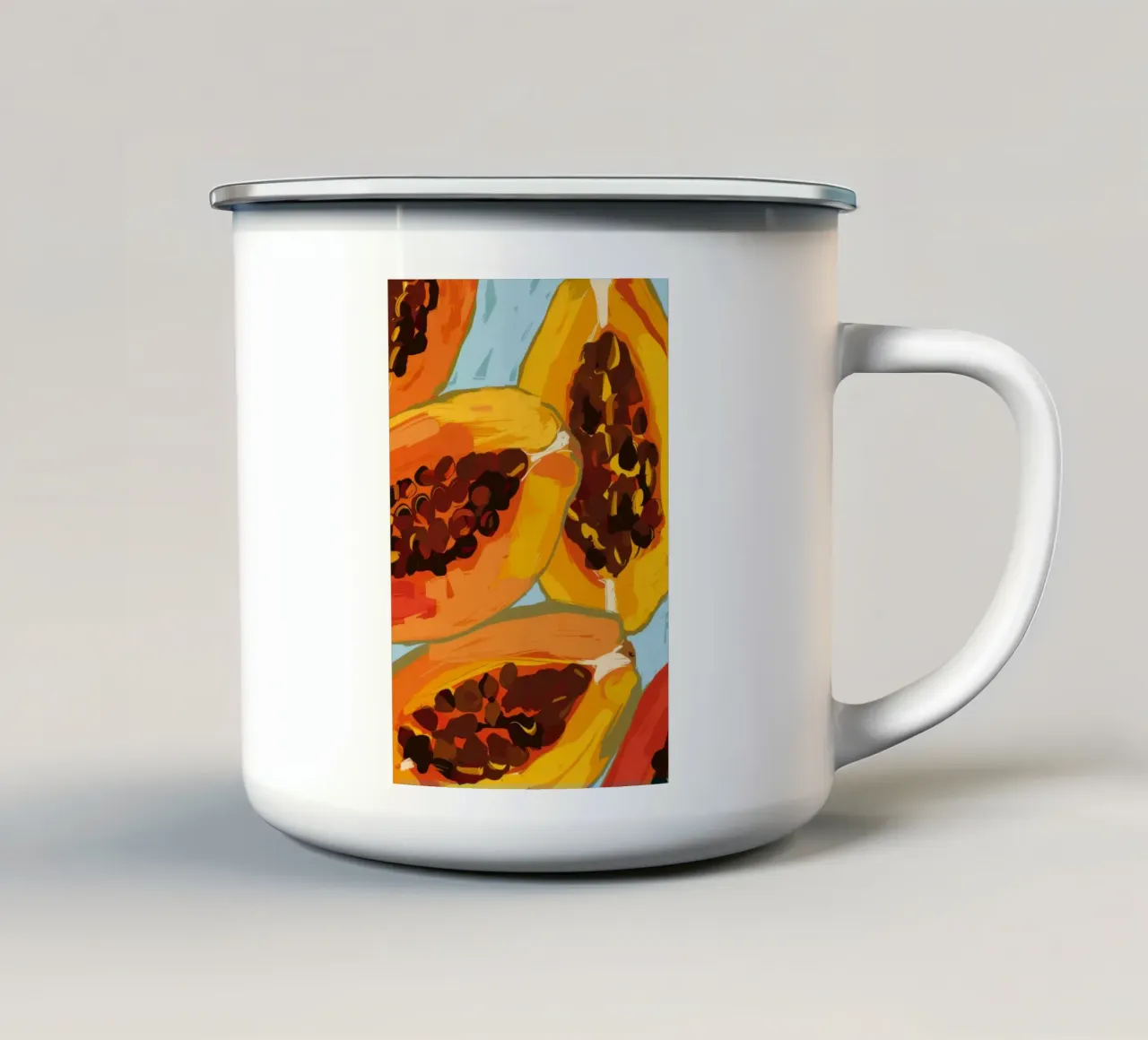 Papaya lussureggiante in primo piano tazza in smalto da Sun Riser