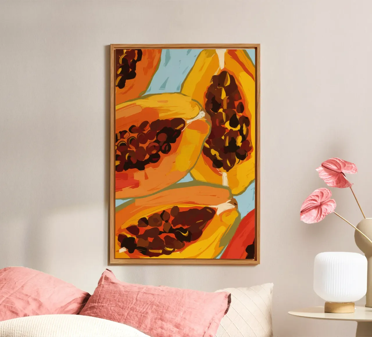 Papaya lussureggiante in primo piano alluminio dibond da Sun Riser