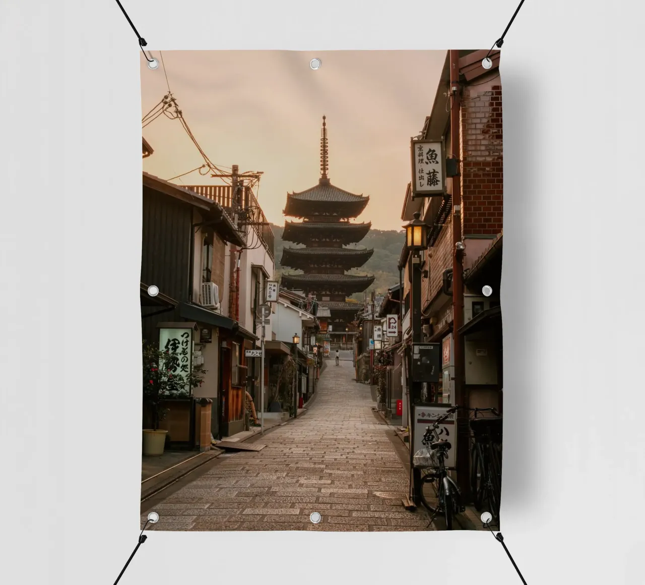 Pagoda di Kyoto all'alba telo in pvc da mbgraphx2
