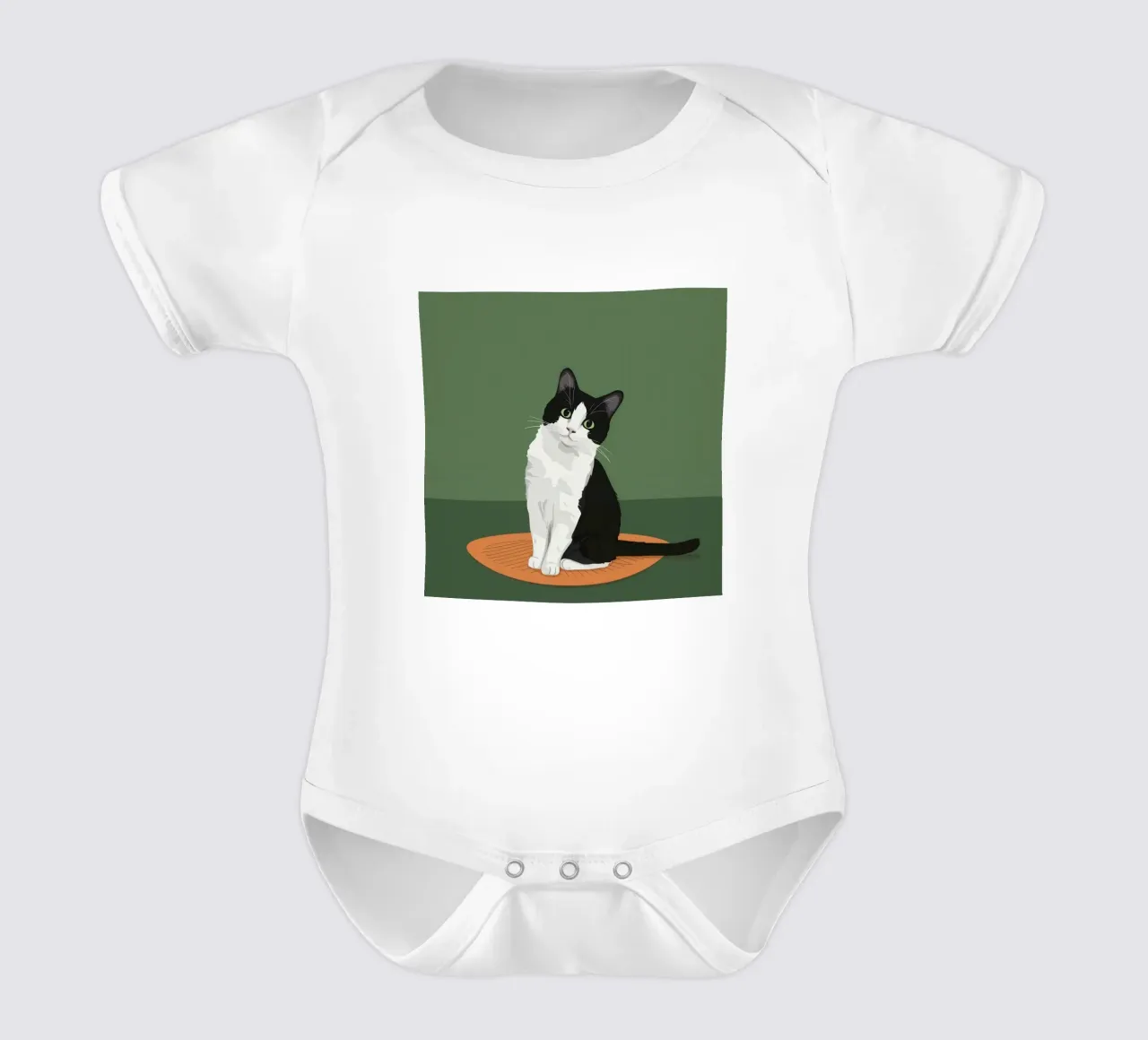 Gatto Tuxedo in posa body neonato maniche corte da Solace Light