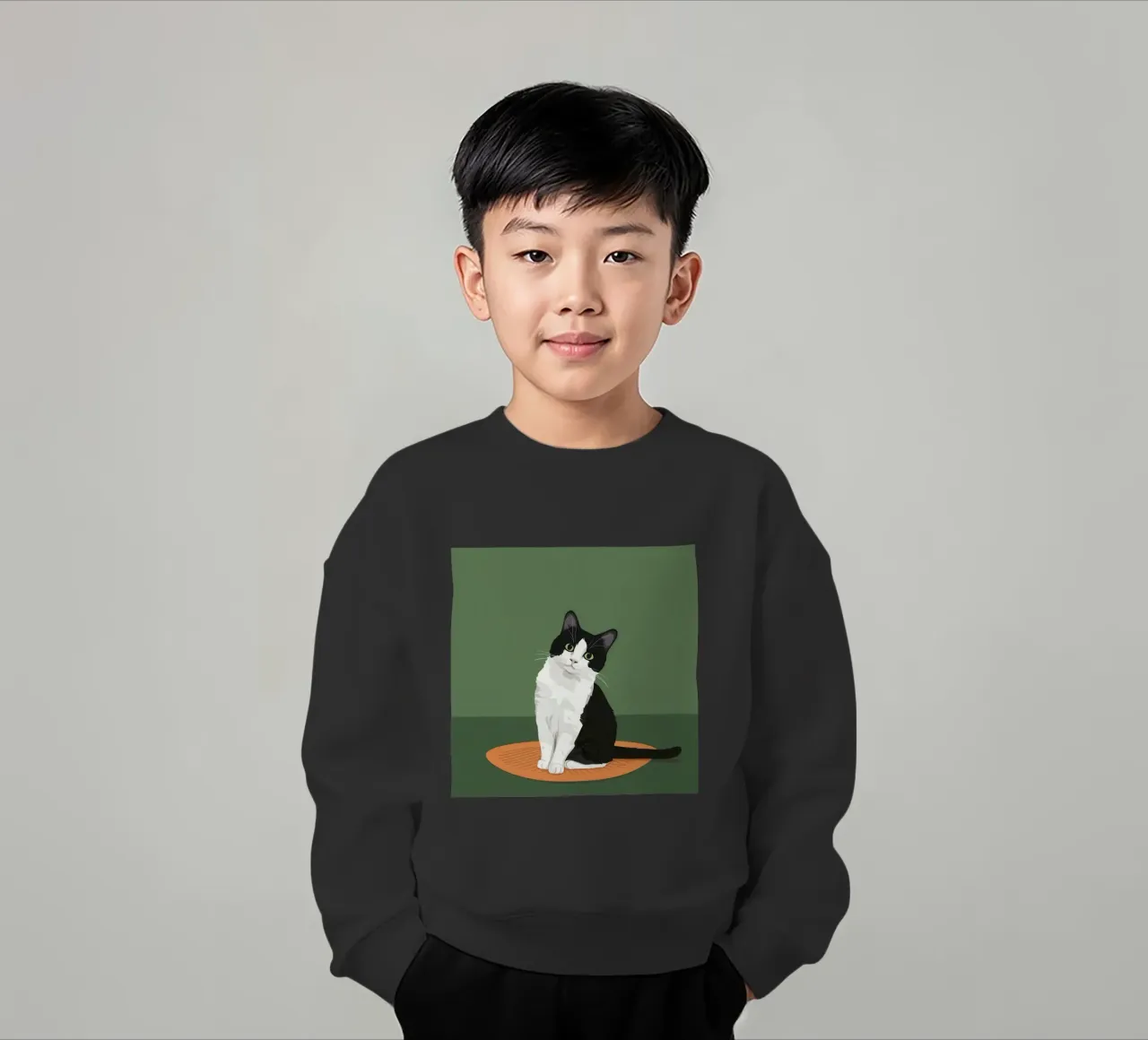 Gatto Tuxedo in posa felpa bambino da Solace Light