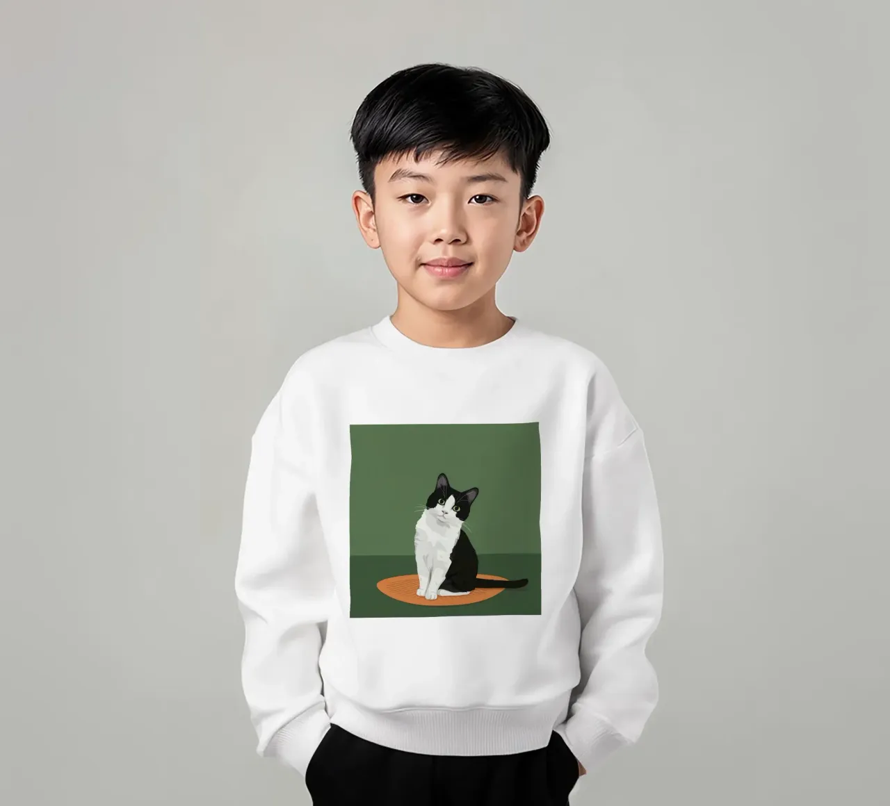 Gatto Tuxedo in posa felpa bambino da Solace Light