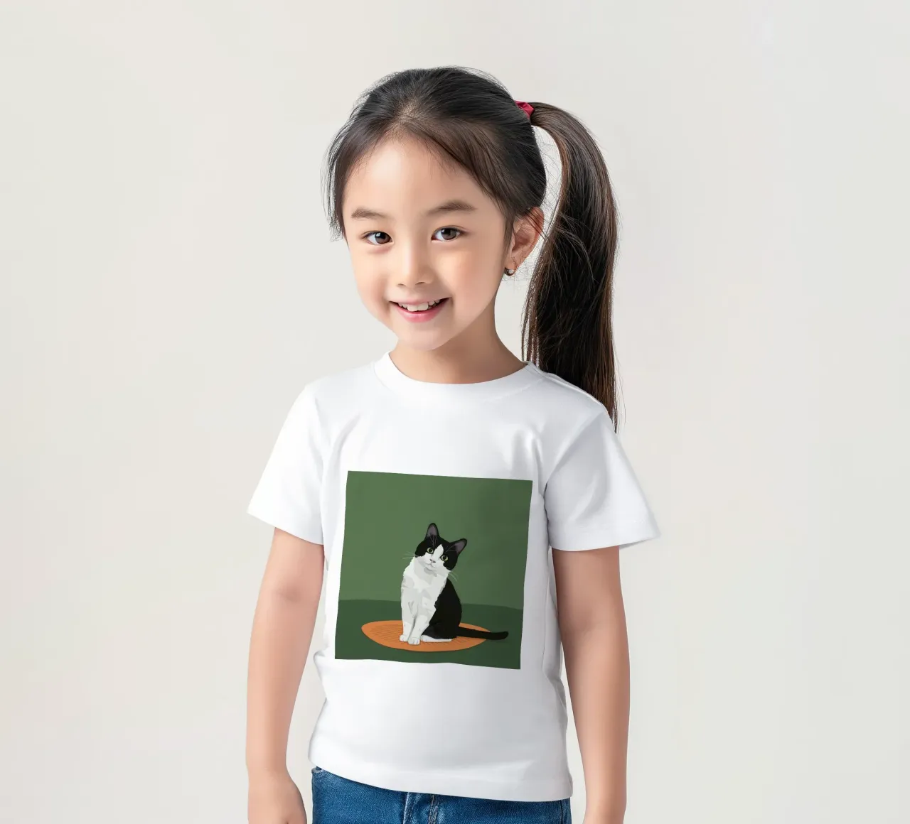 Gatto Tuxedo in posa t-shirt bambini da Solace Light