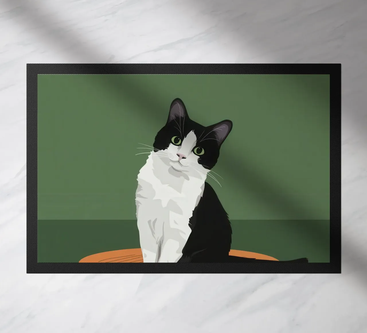 Gatto Tuxedo in posa zerbino da Solace Light