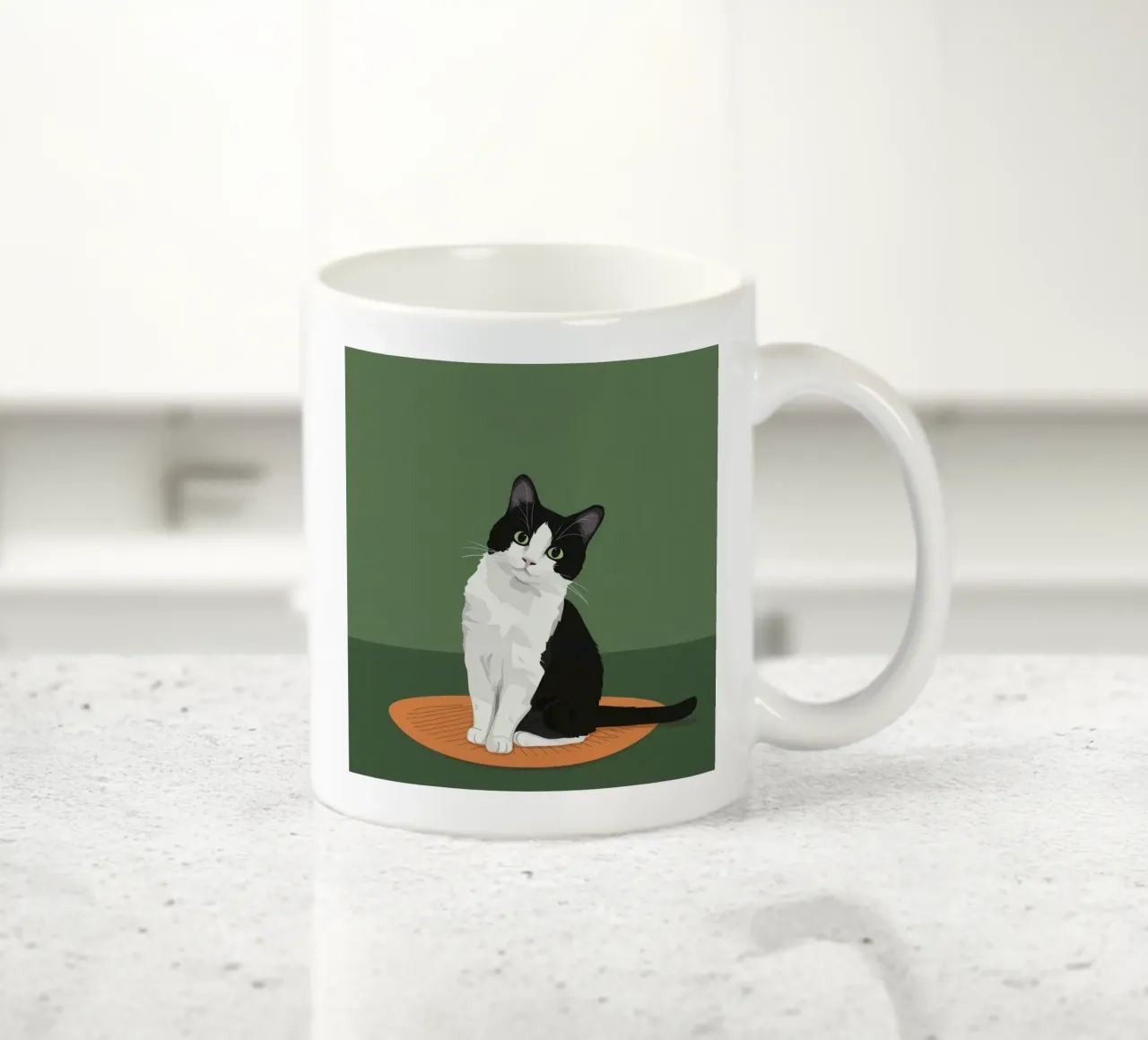 Gatto Tuxedo in posa tazza in ceramica da Solace Light