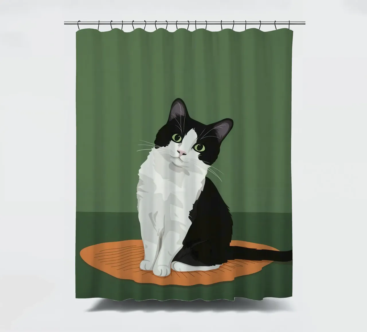 Gatto Tuxedo in posa tenda da doccia da Solace Light
