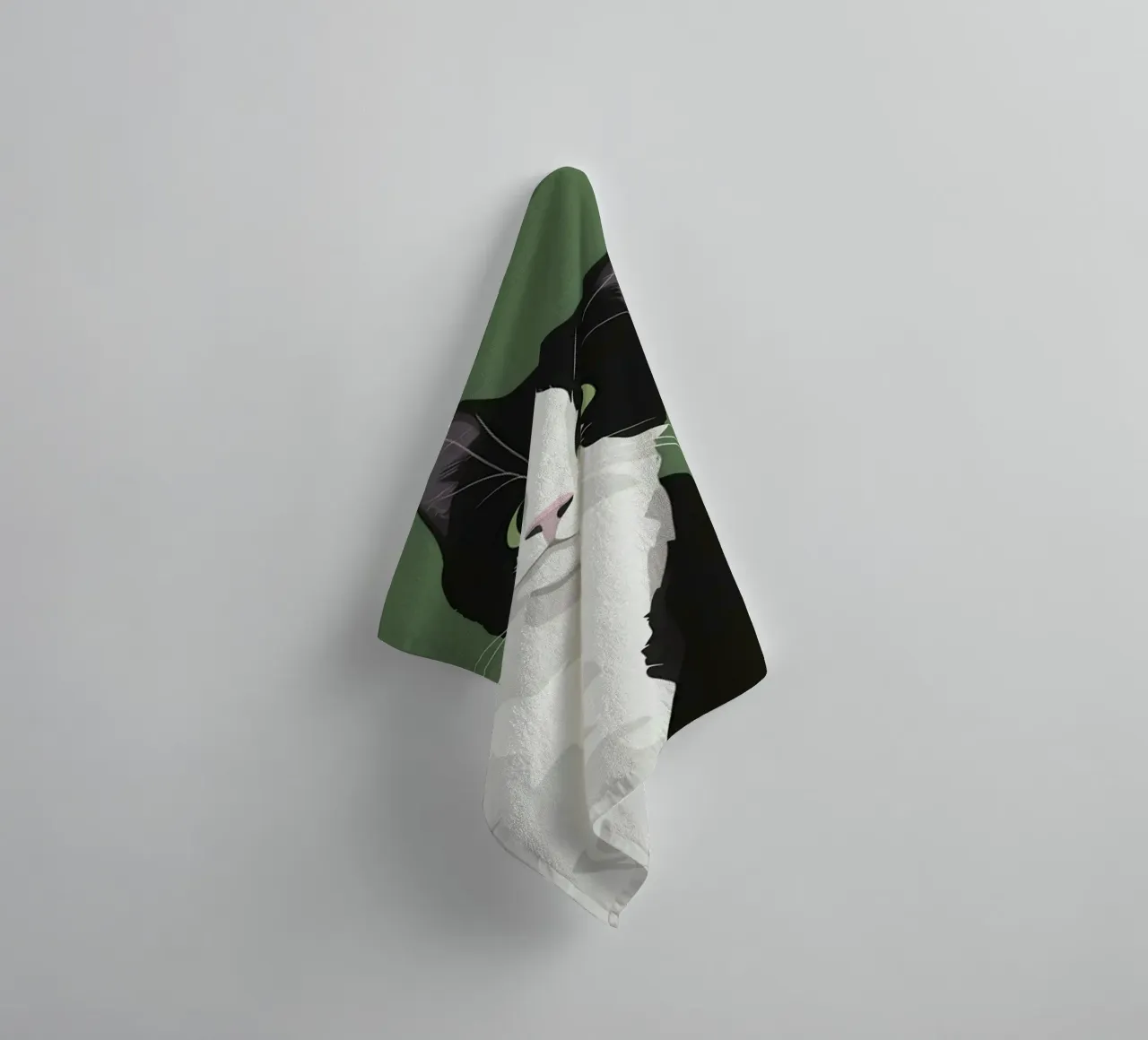 Poised Tuxedo Cat towel by Solace Light