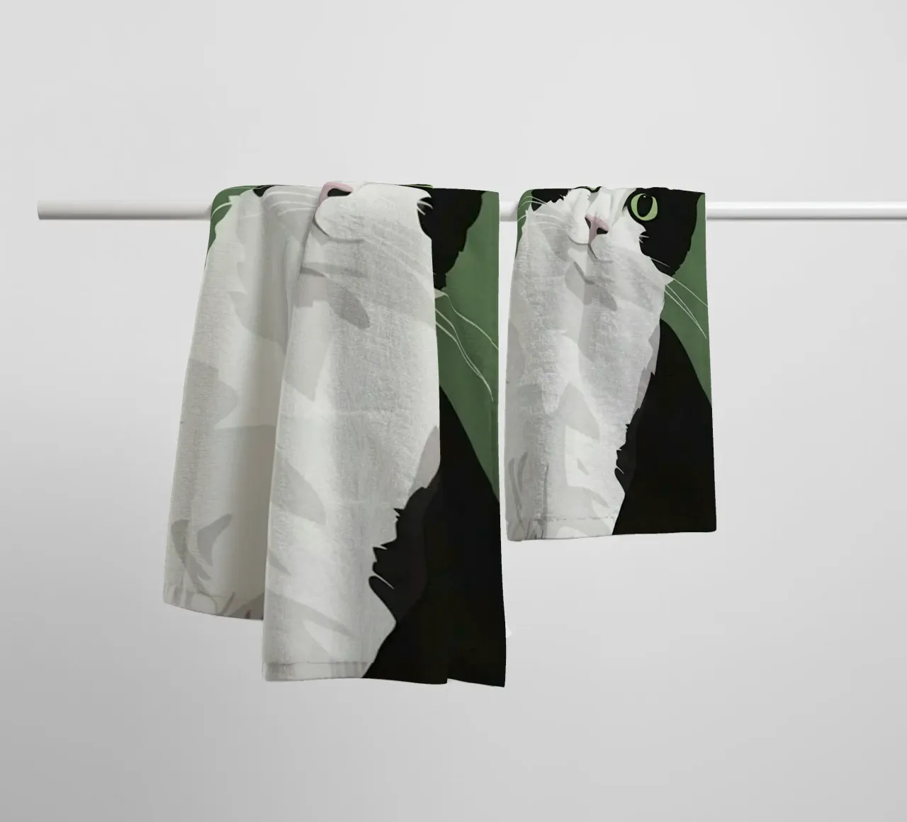Poised Tuxedo Cat towel by Solace Light