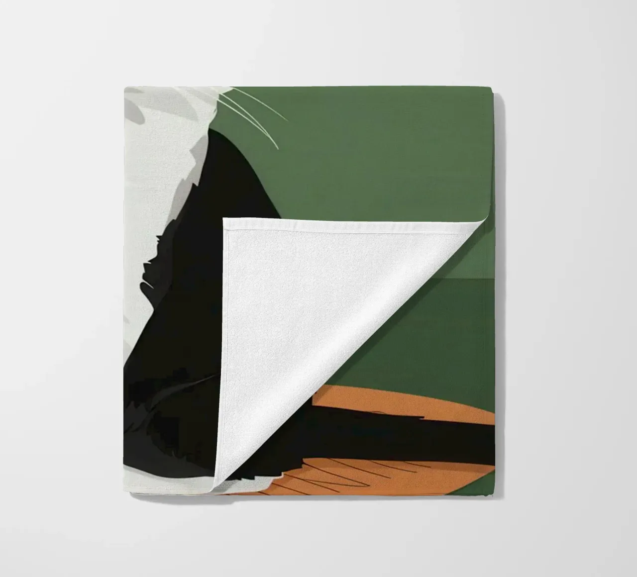 Gatto Tuxedo in posa telo mare da Solace Light