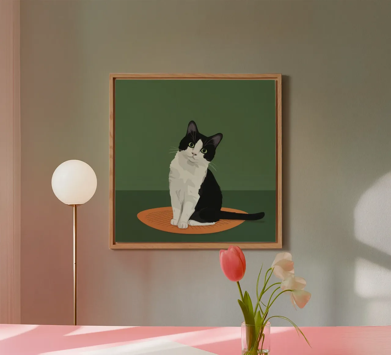 Gatto Tuxedo in posa pannello forex da Solace Light