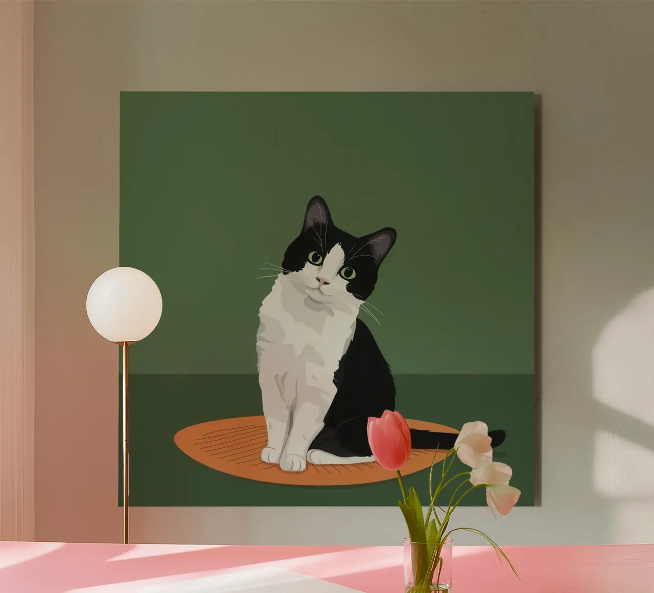 Gatto Tuxedo in posa pannello forex da Solace Light