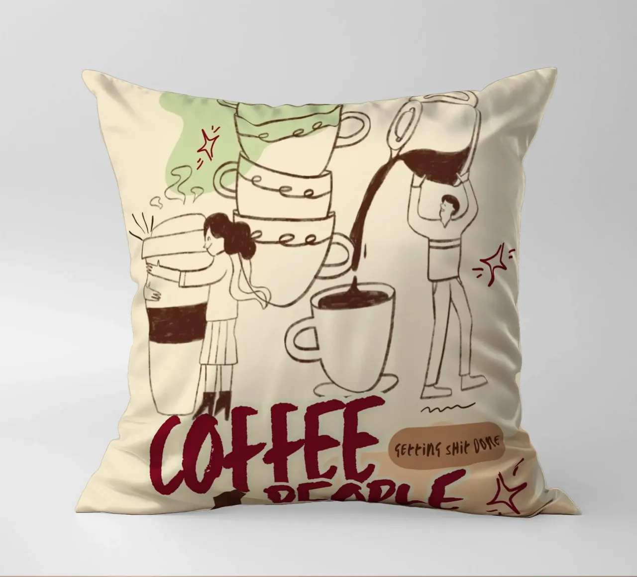 Le persone che bevono il caffè fanno cose importanti cuscino da Taika Tori Art