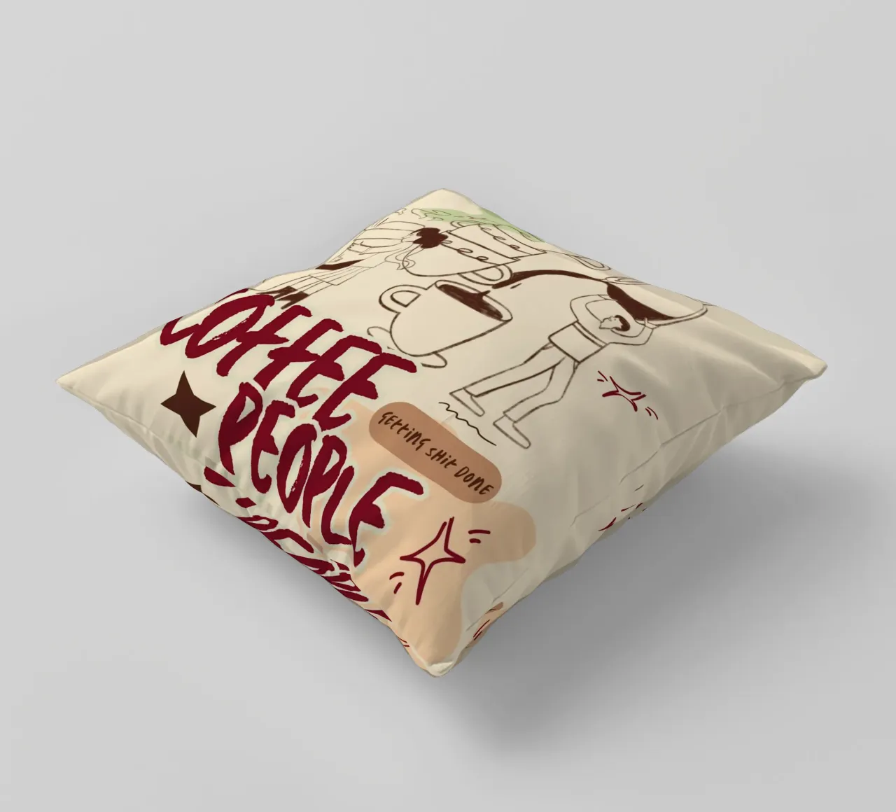 Le persone che bevono il caffè fanno cose importanti cuscino da Taika Tori Art