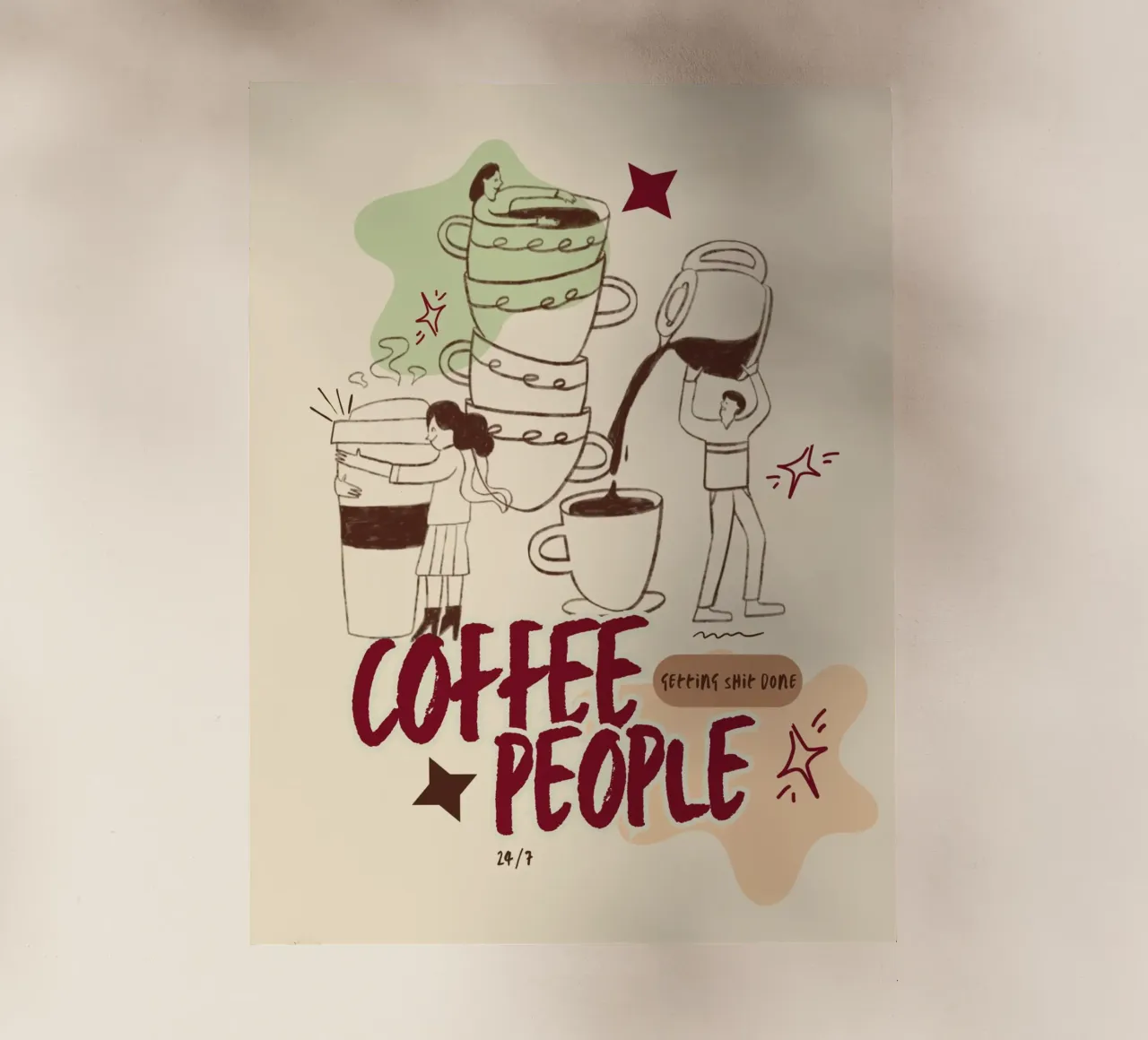 Le persone che bevono il caffè fanno cose importanti pellicola backlit da Taika Tori Art
