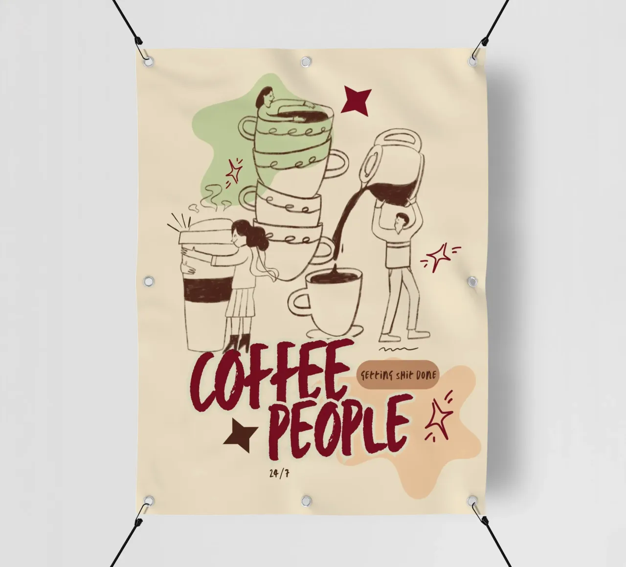 Le persone che bevono il caffè fanno cose importanti telo in pvc da Taika Tori Art