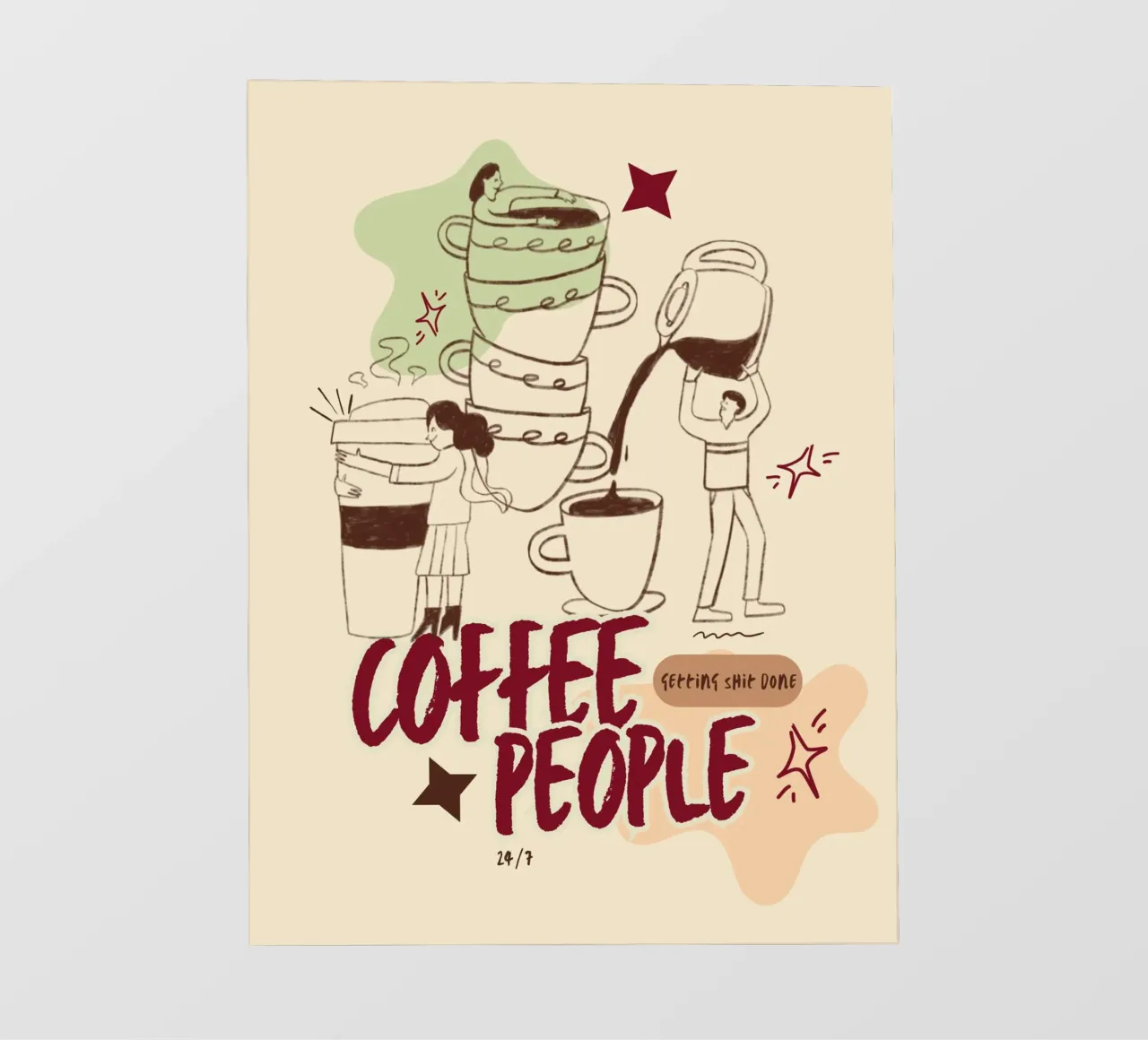 Le persone che bevono il caffè fanno cose importanti telo in pvc da Taika Tori Art