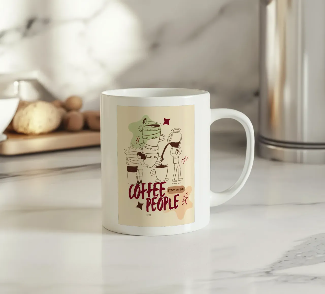 Le persone che bevono il caffè fanno cose importanti tazza in ceramica da Taika Tori Art