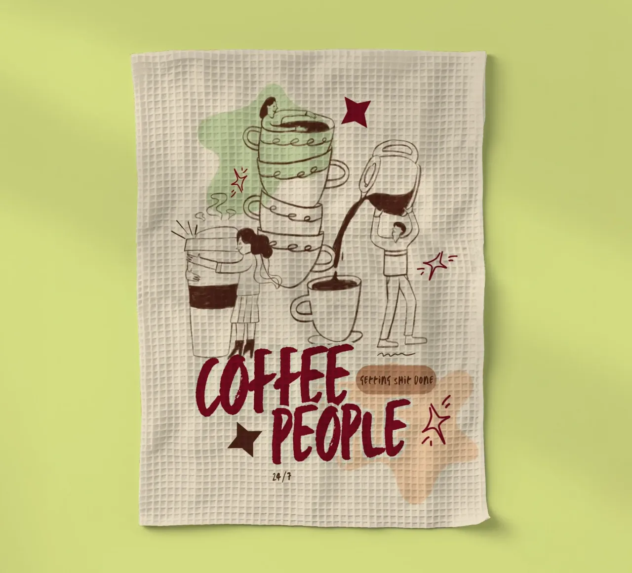 Le persone che bevono il caffè fanno cose importanti canovaccio da cucina da Taika Tori Art