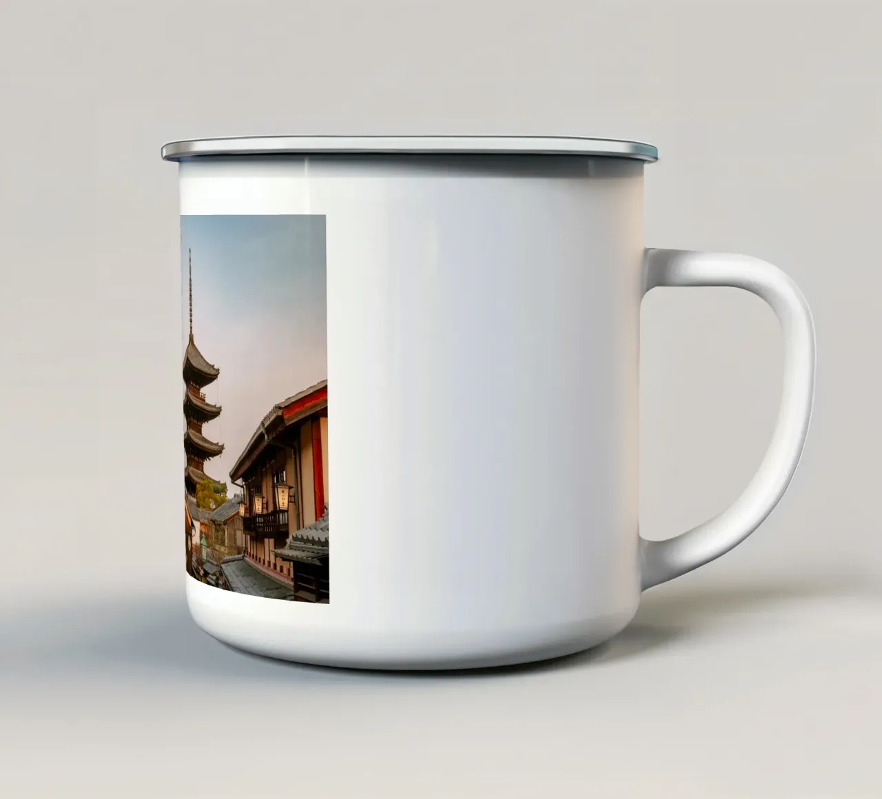 L'alba a Kyoto, Giappone tazza in smalto da mbgraphx2