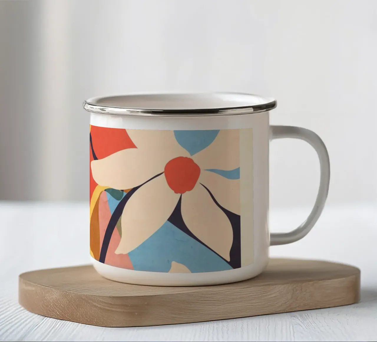 Abstracte kunst landschap bloemen 2 emaille mok van ThingDesign