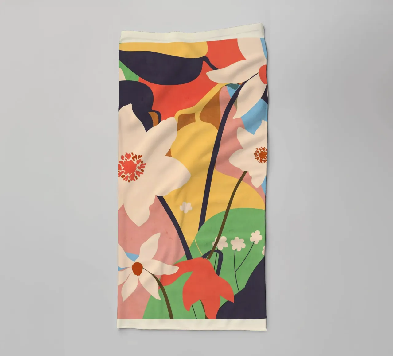 Abstracte kunst landschap bloemen 2 badhanddoek van ThingDesign
