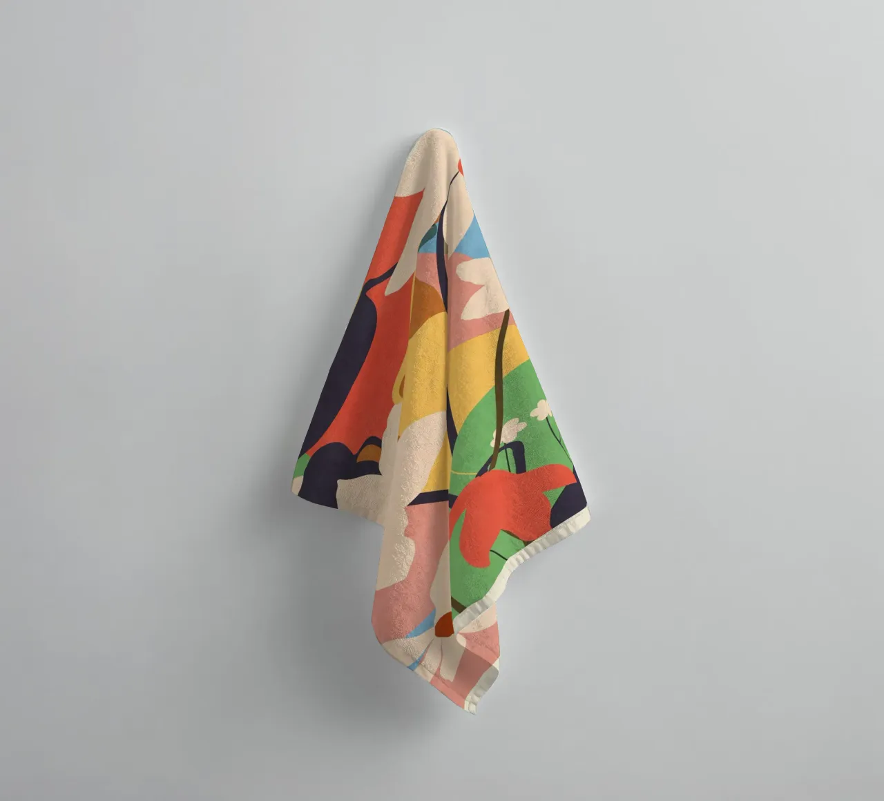Abstracte kunst landschap bloemen 2 badhanddoek van ThingDesign