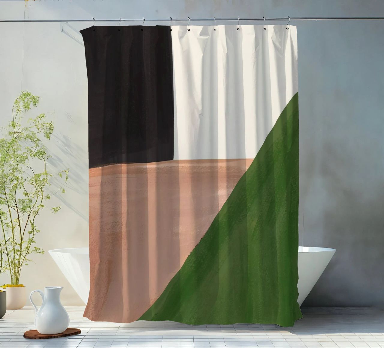 Moderne abstrakte minimale Formen 23 Duschvorhang von ThingDesign