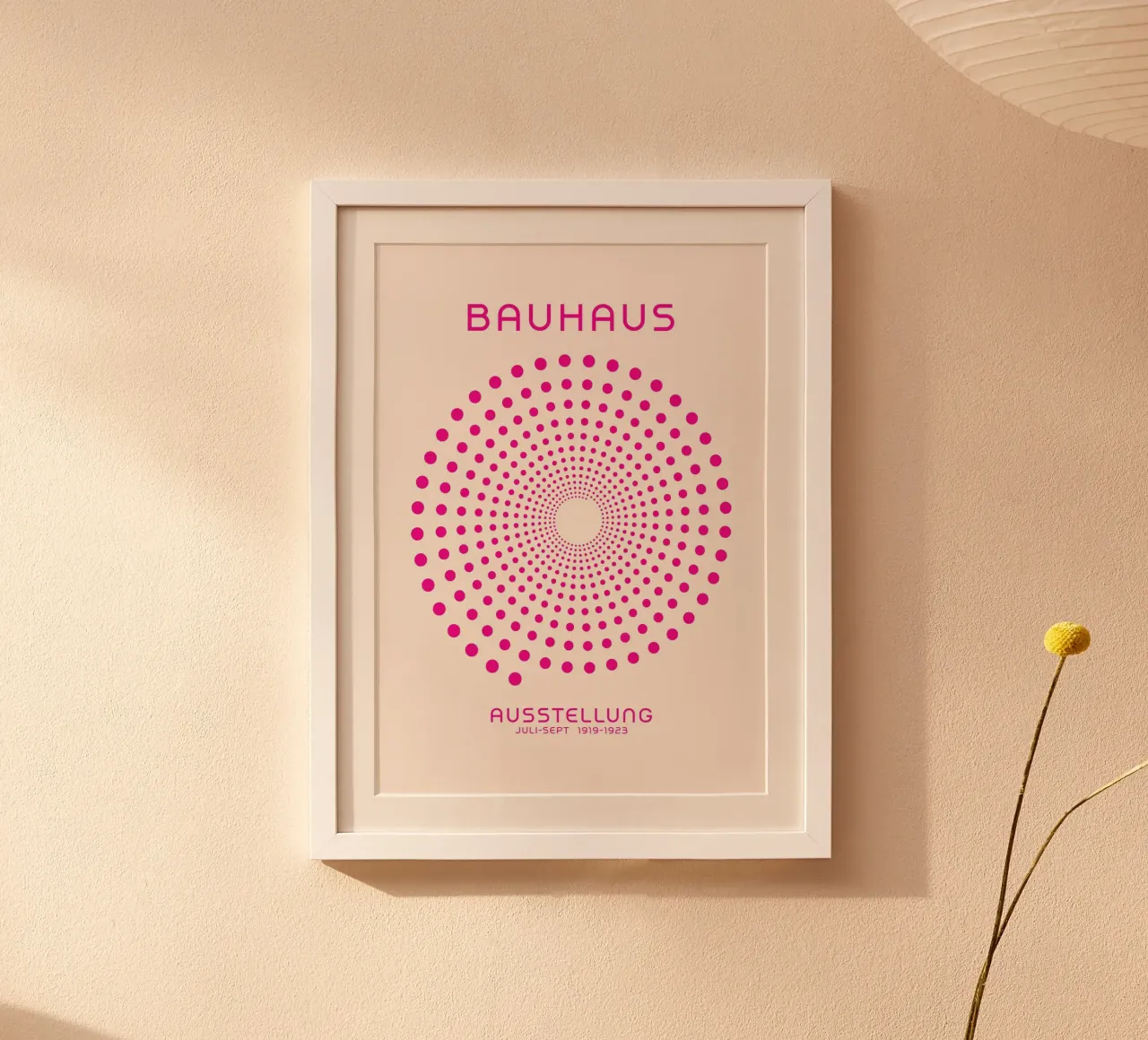 Bauhaus Concentric Dot Poster Rosa caldo Geometrico Op Art Pop carta hahnemühle da Grungeo