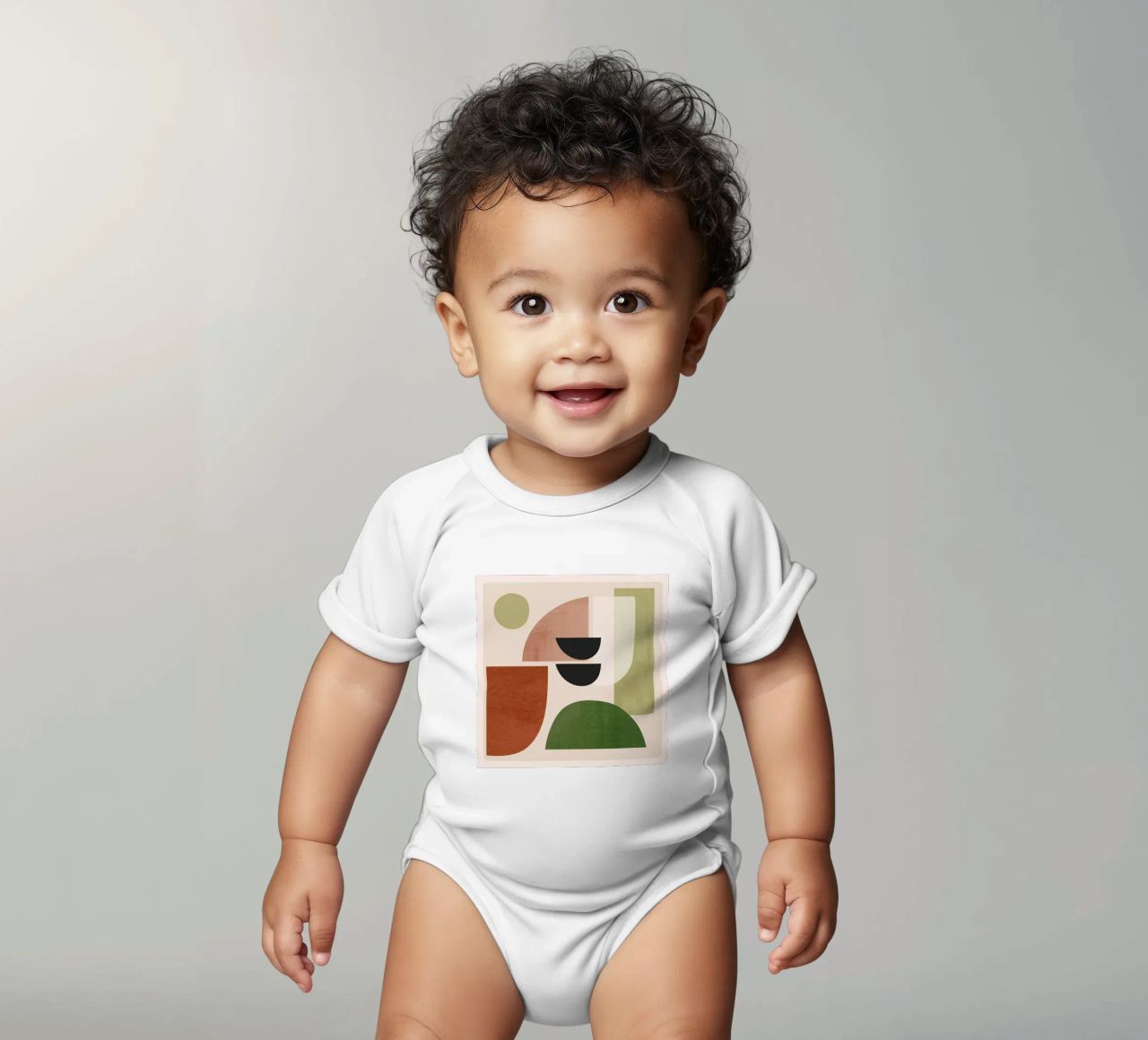 Modern Abstract Minimal Shapes 32 short-sleeve baby romper by ThingDesign