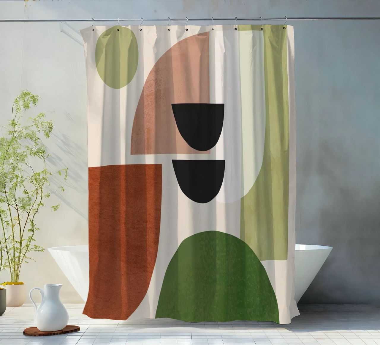 Modern Abstract Minimal Shapes 32 shower curtain by ThingDesign