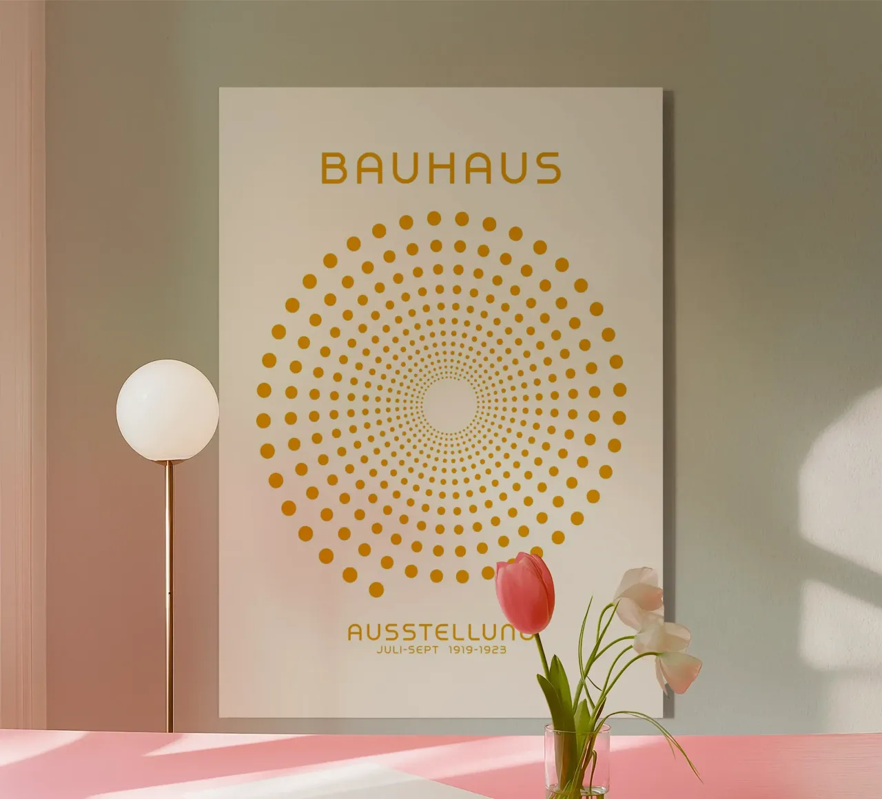 Poster a punti concentrici Bauhaus Giallo Illus ottico geometrico plexiglass da Grungeo