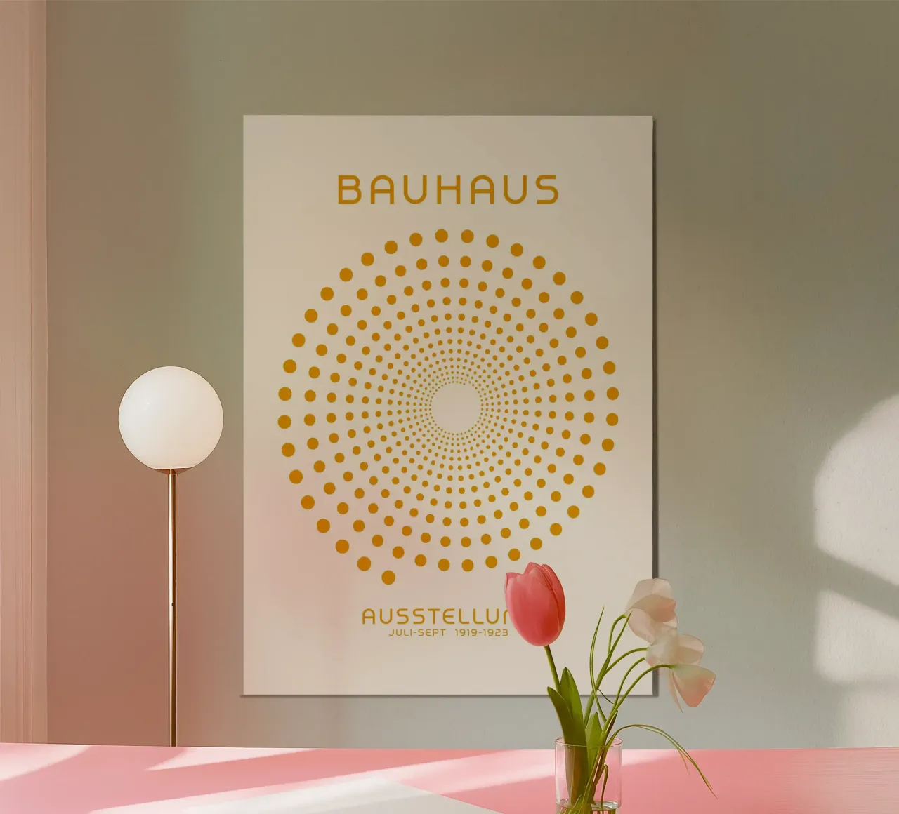 Poster a punti concentrici Bauhaus Giallo Illus ottico geometrico carta hahnemühle da Grungeo